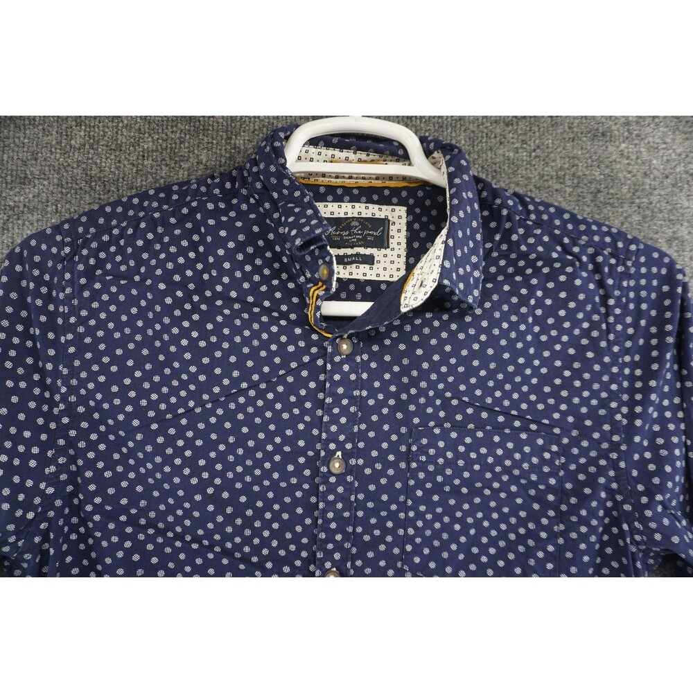 Across The Pond Shirt Mens Small Button Up Blue Long Sleeve Cotton